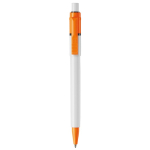 Witte pen met gekleurde details op de punt en clip gemaakt in de EU kleur oranje tweede weergave