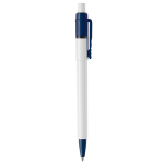 Witte pen met gekleurde details op de punt en clip gemaakt in de EU kleur donkerblauw vijfde weergave