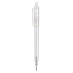 Matte plastic pen, gemaakt in de EU, met blauwe inkt kleur wit derde weergave