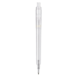 Matte plastic pen, gemaakt in de EU, met blauwe inkt kleur wit vierde weergave