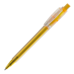 Matte plastic pen, gemaakt in de EU, met blauwe inkt kleur geel