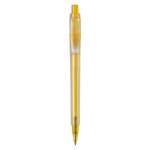 Matte plastic pen, gemaakt in de EU, met blauwe inkt kleur geel tweede weergave