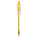 Matte plastic pen, gemaakt in de EU, met blauwe inkt kleur geel derde weergave