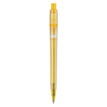 Matte plastic pen, gemaakt in de EU, met blauwe inkt kleur geel vierde weergave
