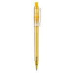 Matte plastic pen, gemaakt in de EU, met blauwe inkt kleur geel vijfde weergave