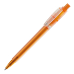 Matte plastic pen, gemaakt in de EU, met blauwe inkt kleur oranje