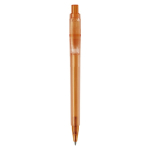 Matte plastic pen, gemaakt in de EU, met blauwe inkt kleur oranje tweede weergave