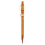 Matte plastic pen, gemaakt in de EU, met blauwe inkt kleur oranje derde weergave