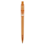 Matte plastic pen, gemaakt in de EU, met blauwe inkt kleur oranje vierde weergave
