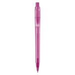 Matte plastic pen, gemaakt in de EU, met blauwe inkt kleur roze tweede weergave