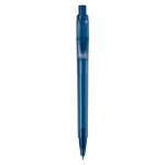 Matte plastic pen, gemaakt in de EU, met blauwe inkt kleur donkerblauw tweede weergave