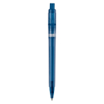 Matte plastic pen, gemaakt in de EU, met blauwe inkt kleur donkerblauw vierde weergave