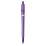 Matte plastic pen, gemaakt in de EU, met blauwe inkt kleur paars vierde weergave
