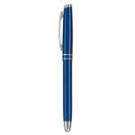 Aluminium rollerpen met bijpassende dop en blauwe inkt kleur donkerblauw