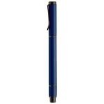 Metalen pen met blauwe inkt en gele markeerpen 2-in-1 kleur donkerblauw