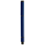 Metalen pen met blauwe inkt en gele markeerpen 2-in-1 kleur donkerblauw vierde weergave