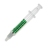 Transparante markeerstift in de vorm van een spuit met gekleurde inkt kleur doorzichtig groen