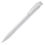 Witte plastic pen met gekleurde gebogen clip gemaakt in de EU kleur wit derde weergave
