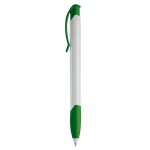 Witte plastic pen met gekleurde gebogen clip gemaakt in de EU kleur groen
