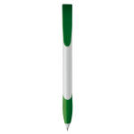 Witte plastic pen met gekleurde gebogen clip gemaakt in de EU kleur groen tweede weergave