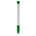 Witte plastic pen met gekleurde gebogen clip gemaakt in de EU kleur groen vierde weergave