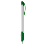 Witte plastic pen met gekleurde gebogen clip gemaakt in de EU kleur groen vijfde weergave