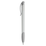 Witte plastic pen met gekleurde gebogen clip gemaakt in de EU kleur zilver