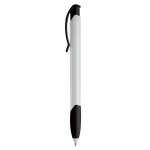 Witte plastic pen met gekleurde gebogen clip gemaakt in de EU kleur wit/zwart