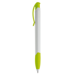 Witte plastic pen met gekleurde gebogen clip gemaakt in de EU kleur lichtgroen