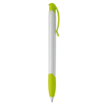 Witte plastic pen met gekleurde gebogen clip gemaakt in de EU kleur lichtgroen vijfde weergave