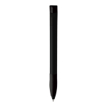 Witte plastic pen met gekleurde gebogen clip, gemaakt in de EU vierde weergave