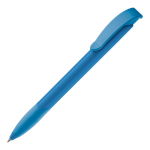 Witte plastic pen met gekleurde gebogen clip, gemaakt in de EU