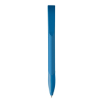 Witte plastic pen met gekleurde gebogen clip, gemaakt in de EU tweede weergave