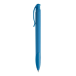 Witte plastic pen met gekleurde gebogen clip, gemaakt in de EU derde weergave