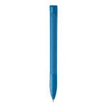 Witte plastic pen met gekleurde gebogen clip, gemaakt in de EU vierde weergave