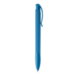 Witte plastic pen met gekleurde gebogen clip, gemaakt in de EU vijfde weergave