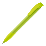 Witte plastic pen met gekleurde gebogen clip, gemaakt in de EU