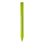 Witte plastic pen met gekleurde gebogen clip, gemaakt in de EU tweede weergave
