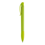 Witte plastic pen met gekleurde gebogen clip, gemaakt in de EU derde weergave
