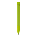Witte plastic pen met gekleurde gebogen clip, gemaakt in de EU vierde weergave