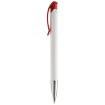 Witte plastic pen met details op de drukknop kleur rood