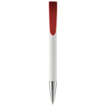 Witte plastic pen met details op de drukknop kleur rood tweede weergave