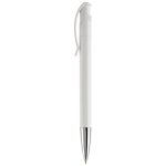 Witte plastic pen met details op de drukknop kleur wit