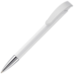 Witte plastic pen met details op de drukknop kleur wit derde weergave