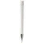 Witte plastic pen met details op de drukknop kleur wit vierde weergave