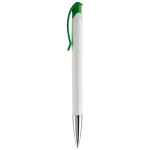 Witte plastic pen met details op de drukknop kleur groen