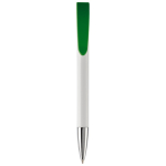 Witte plastic pen met details op de drukknop kleur groen tweede weergave