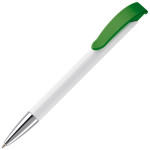 Witte plastic pen met details op de drukknop kleur groen derde weergave