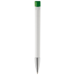 Witte plastic pen met details op de drukknop kleur groen vierde weergave
