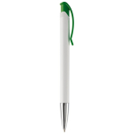 Witte plastic pen met details op de drukknop kleur groen vijfde weergave